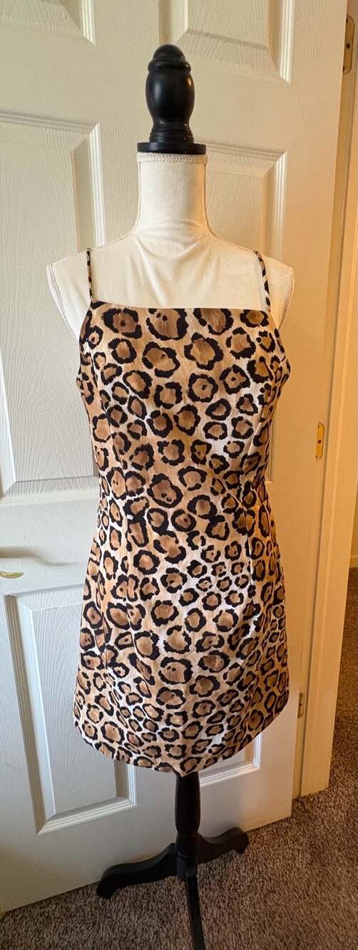 La Belle Fashions Inc. Vintage Leopard Print Spaghetti Strap Mini Dress